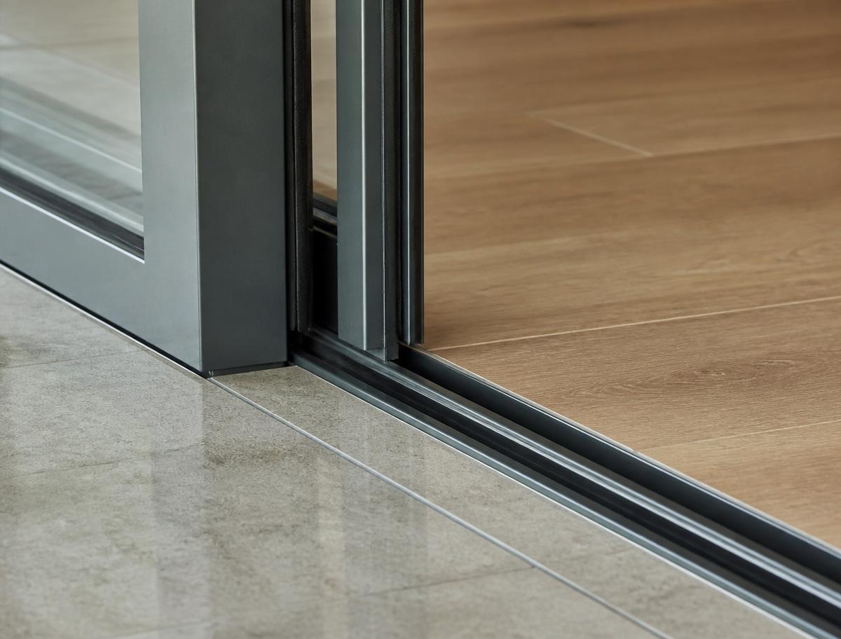 supply only aluminium patio doors — shown in a finished opening