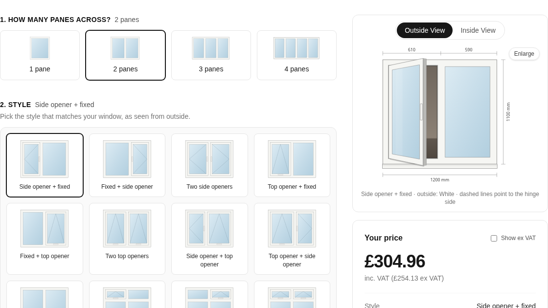 Designing a uPVC casement window in the PVC Windows Online shop