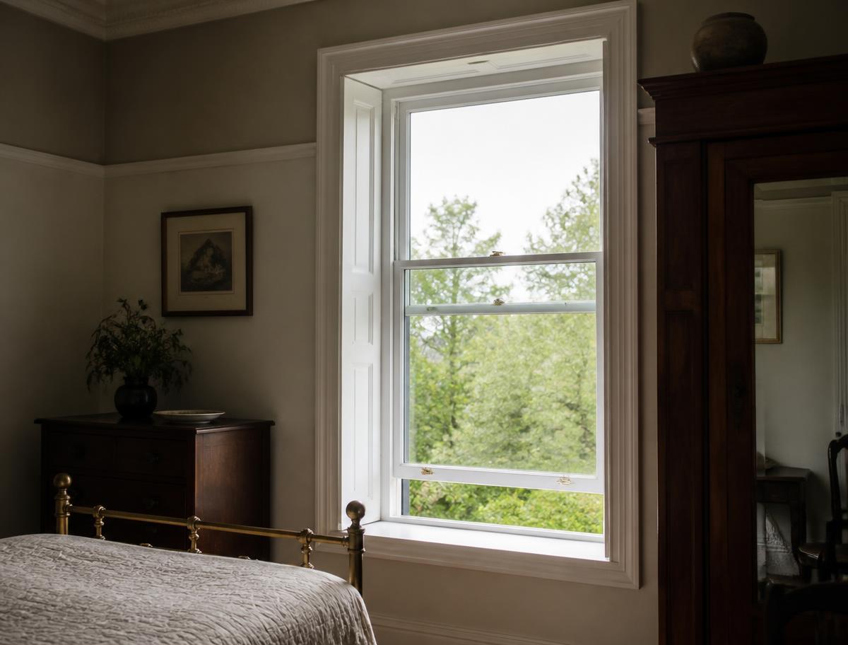 supply only uPVC sash windows — shown in a finished opening
