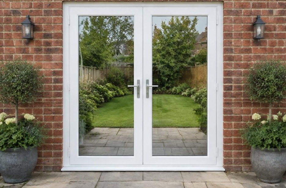 uPVC French doors online — white garden french doors