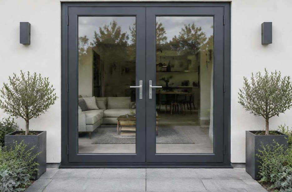 uPVC French doors online — anthracite paired french doors