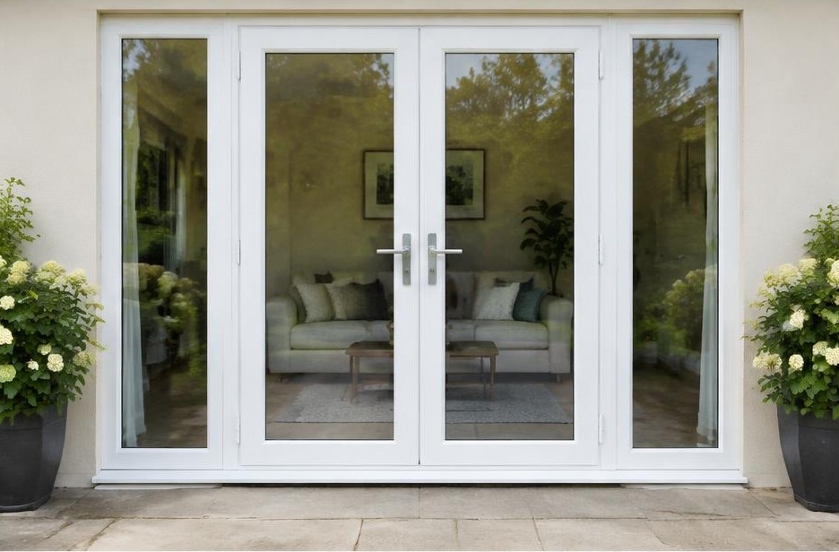 uPVC French doors online — white french doors with sidelights